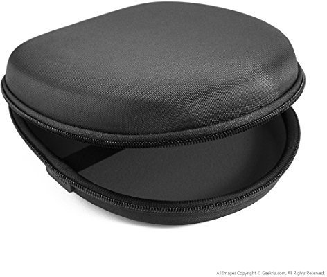 Geekria Shield Headphones Case for Lay Flat Headphones, Replacement Hard Shell Travel Carrying Bag with Cable Storage, Compatible with Sony, Audio-Technica, Mpow, Sennheiser Headsets (Black)