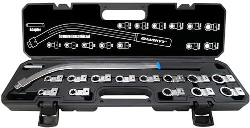 HASKYY Jeu de 15 clés pour galet tendeur de courroie trapézoïdale - Clé de serrage Torx multidents - Profil E