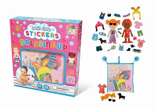 Buddy & Barney - Dressing Up Bath Time Stickers Toy 32 PIECES baby toddler girls boy bathtime with storage organiser bag