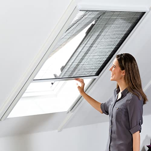 Tassorm Insektenschutz Dachfenster Plissee (80cm x 160cm, weiß)