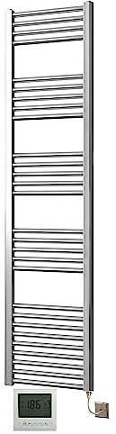 Greened House Chrome Electric Heated Towel Rail 400mm W x 1600mm H + Timer