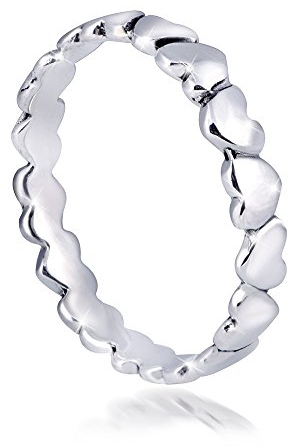 MATERIA Damenring Silber 925 Herzen - Silberring Ringe dünn Liebe Frauen Damen Schmuck Gr. 62 19.7mm in Etui SR-74-Gr.62