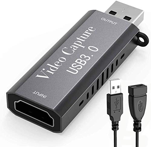KDR Carte de Capture Audio Vidéo 1080p, Carte d'Acquisition Vidéo HDMI vers USB 3.0 Carte d'Acquisition Jeux pour la Diffusion en Direct Compatible avec Caméscope/DSLR/Ordinateur/Phones/PS4