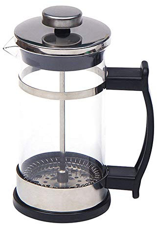 Prensa de café francesa, cafetera de espresso y té con triple filtro, émbolo de acero inoxidable y vidrio resistente al calor, negro, 350 ml
