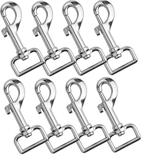 ENCO 8 Stück Bolzenkarabiner Schnappkarabiner, Zinklegierung Vielseitiger Schwenkbarer Hummerverschluss, Verschlussbolzen-Druckknopfclip-Haken (Silber)