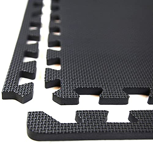 Interlocking Floor Mats Exercise Mats, Gym Flooring Mat, Under Pool Mats Interlocking Puzzle EVA Floor Tiles Yoga matting EVA Foam-Rubber Non Slip Tile 60 x 60 x 1.2 cm (8 Mats - 32 SQ FT, Black)