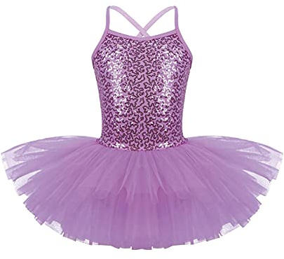 iEFiEL Mädchen Ballettkleid Kinder Tanzkleid Ballett Trikot Glitzer Ballettanzug Mit Tütü Röckchen Pailletten Kleid Performance Tanzkleidung