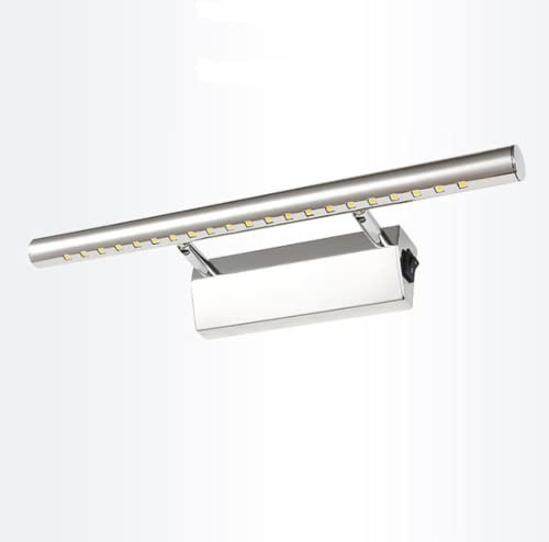 sxysxysxy LED Spiegelleuchte Mit Schalter 40 cm Badezimmerlampe 5W Kaltweiß 6000K Edelstahl Badlampe Spiegellampe Einstellbare Winkel wasserdichte Schminklicht Spiegelschrank Wandleuchte