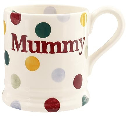 Emma Bridgewater große Tasse 1/2 Pint, Keramik Kaffeetasse groß - Steingut Tasse, Cappuccino, Latte, Kaffee, Teetasse - Schöne Tassen, Geburtstagsgeschenk - Kaffeebecher Gepunktet Mummy