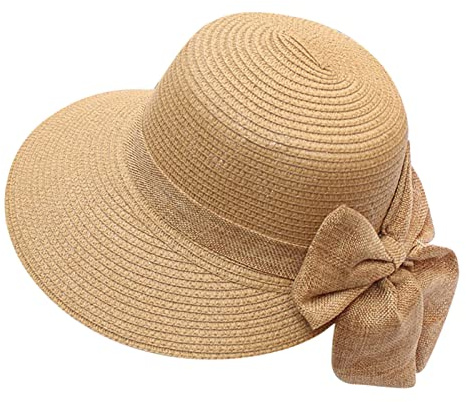 Briskorry Sombrero de Paja Plegable para Mujer de Verano - Ala Ancha, Elegante para Playa, Bodas y Vacaciones