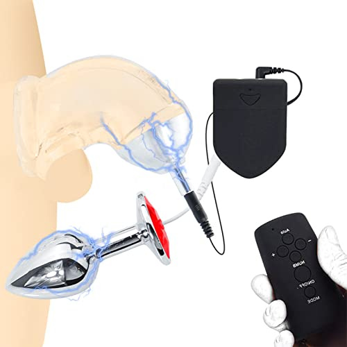 PQKuss Elektrische Silikon Penisring Edelstahl Analplug Set Sexspielzeug für Männer Penis Eichel Elektrische Stimulation Prostata Masturbation Elektro Shock Estim SM Erotik A