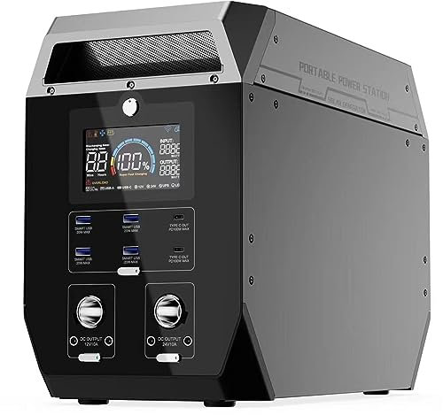 XGXHIN Portable Power Station 2000 W, 2000 Wh Generators Battery, 110/220 V/2000 W (Peak 4000 W), Mobile Power Storage with AC/USB Output, Power Generator, for Travel/Camping/Emergency