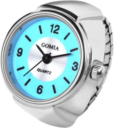 JewelryWe Ringuhr Fingeruhr Herren Damen rund Analog Quarz Elastisch Legierung Ring Uhr Uhrenring