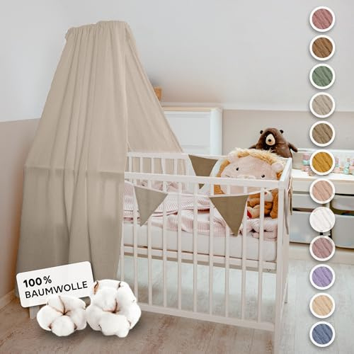 lilimaus Sänghimmel, babysäng [i 12 färger] himmel, babysäng av 100 % bomull, muslin, sänghimmel för flickor och pojkar – himmelsäng, gardiner som barnrum och babyrum, dekoration – babysängsgardin