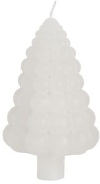 NaDeco Tannenbaum-Kerze mit Kugeln, 2 Stück, Höhe ca. 12cm, Durchmesser ca. 7cm, viele Farben erhältlich, | Baumblasenkerze | Tannenbaumkerze | Weihnachtskerze | Dekokerze, Farbe:Weiß