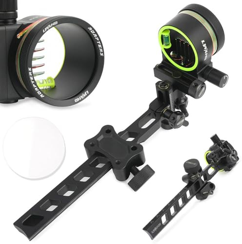 SHARROW Bogenschießen Bogenvisier für Compoundbogen 5 Pin Compound Bogen Visier Micro Einstellbar Aluminium Jagdvisier mit 4X 6X 8X Linse Verfügbares (Langer Stange, nur Visier)