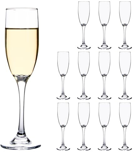CZUMJJ Glass Champagne Flutes Set of 12, Elegant Long Stem Champagne Glasses Set for Wedding, Party, 6oz Good for Sparkling Wine