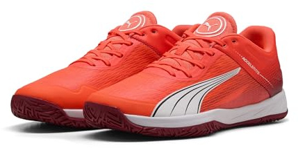 PUMA Mixte Accelerate Turbo Chaussure de Terrain intérieur, Glowing Red White-Dark Crimson Black, 38 EU