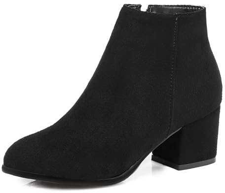Bviennic Donna Tacco a Blocco Stivali con Cernieras Tacco Medio Stivaletti Chiuse Davanti Zip Semplici Quotidiana Boots, G59004Fw Nero Numero 34 EU