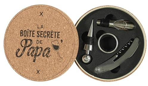 Cook Concept Coffret à Vin 4 Pièces Tire-Bouchon et Verseur Beige | Inox, coffret à vin 4 pièces, tire-bouchon verseur bouchon anneau anti-goutte, dégustation, idée cadeau, beige