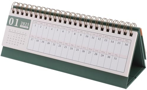 Tofficu Kompakter Stehkalender Horizontaler Tischkalender Für Büro Und Unterricht Praktischer Planer Mit Memo Und To-do-listenfunktion Stilvolles Schreibtischaccessoire in Waldgrün