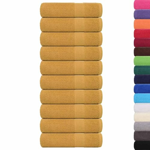 vidaXL Duschtücher FROGN 10 STK. Golden 70x140 cm 360 g/m² 100% Baumwolle, Handtuch, Badetuch Set, Hotelhandtuch, Badetuch, Gästetuch, Salon Handtuch