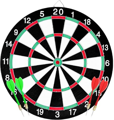 Dartspiel Set, Dartscheibe mit Pfeilen, Sicherheits-Dartboard, Dart Scheibe mit 4 Dartpfeilen Steeldartscheibe Doppelseitige Dartscheibe Softdart Erwachsene Safety Darts Geschenke 12zoll