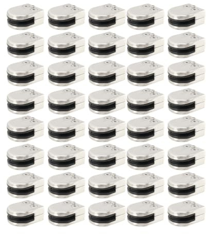 ECUTEE 40 Pezzi Supporto Vetro 8-10mm Acciaio Inossidabile 304 Morsetto Vetro Regolabile, Clip per Vetro per Ringhiera Balaustra Corrimano della Scala, Staffa in Vetro Regolabile