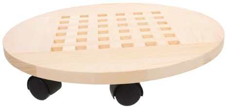 Angoily Support à Plantes Roulant Rond en Bois et Plastique, 100 Kg