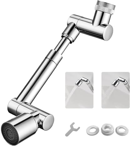 1440° Attacco Rubinetto Girevole, 2 Tipi di Getto 1080° Rubinetto Multifunzionale Girevole con Adattatore Regolatore di Getto a Risparmio d'Acqua per Prolunghe di Rubinetti per Bagno e Cucina