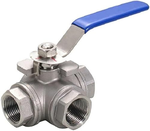 DXEAIN Ball Valve,Three-Way Ball Valve,304 Stainless Steel 1/4 3/8 1/2 3/4 1 BSP Female Full Port T/L-Port 3 Way Ball Valve Connector Adapter for Water Oil Air Gas,1pcs,(L Type,0.25 Inch)