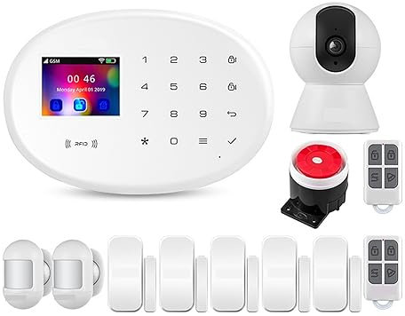 Système de sécurité Domestique, Système d'alarme GSM 4G for détecteur de Mouvement Domestique, capteur de Porte Intelligent, sirène Filaire, caméra IP