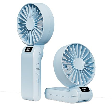 Ventilateur Manuel Rechargeable, Mini Ventilateur USB Portable Vitesse Réglable(1-120), Petit Ventilateur de Table Pliable Avec Affichage Digital,Cadeaux Pour Femmes Hommes,Idéal pour Bureau,Voyages
