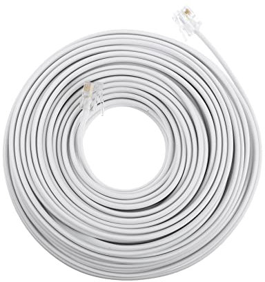 KOMBIUDA Cavo Telefonico di Prolunga Rj11 6p4c, 20 Metri, Rame Pvc