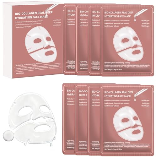 8 stycken Bio Collagen Riktig Djup Mask, Bio Collagen Mask, Kollagenmask, återfuktar djup, ger långvarig hydrering, minimerar porer och minskar rynkor