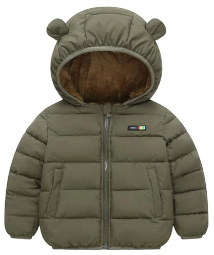 Giacca Invernale Piumino Bambini Caldo Foderato Pile Cappuccio Cerniera Neonati Piccoli Gioco Esterno