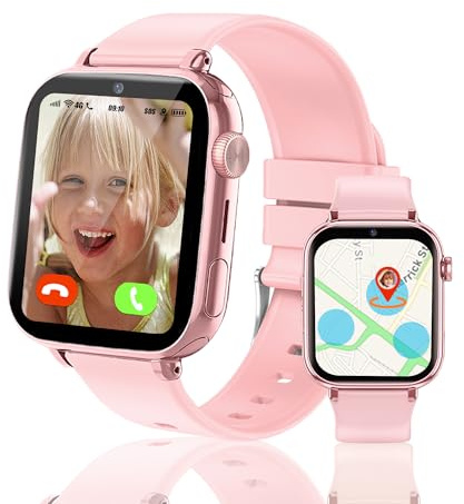 Ruopoem Reloj Inteligente Niño 4G, Reloj GPS Niños Localizador y Llamadas SIM SOS Chat Videollamada Juego Cámara Despertador Impermeable Modo Clase, Smartwatch Niños con Tarjeta SIM Regalo Niña Niño