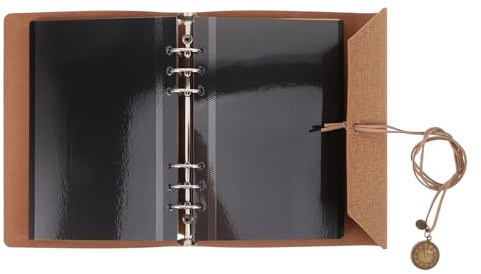 Sewroro Album Fotografico Scrapbook Pagine Mobili Copertina Rigida Laminati Neri Carta Kraft per Album di Ricordi di Famiglia Fai da Te