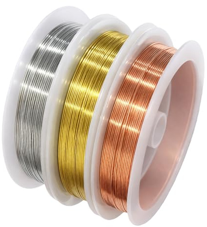 3PCS 0.5 mm Copper Wire for Jewellery Making Silver/Gold/Rose Gold Copper Craft Wire for DIY Artistic Floral Crafts, Modelling Making and Crafts, Jewellery Earrings Necklace Making Supplie 5 m/Roll