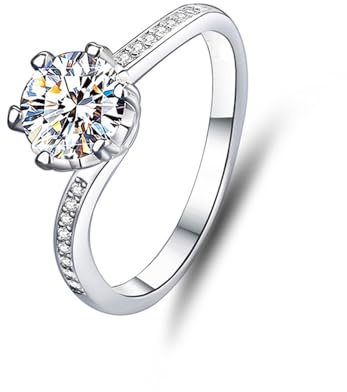 Ayoiow Vorsteckring Weißgold 750 für Damen mit, Moissanithalo Hochzeitsringe Weiß Gold, 14 Karat Weißgold Größe 58 (18.5)