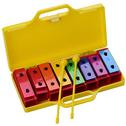 Xylophone Glockenspiel à 8 Notes Professionnel avec maillets sûrs pour Les Enfants Cloches résonantes Parfaitement accordées Instruments de Musique éducatifs Jouet Tout-Petits étui