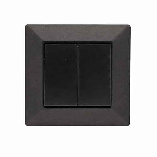 Jandei - Interruptor Doble Conmutador 2 Circuitos, 230V, Decoración Elegante Pared Interior, Fácil de Instalar, Incluye Marco, Tapa y Mecanismo, Policarbonato Color Negro