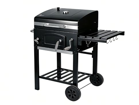 El Fuego® ONTARIO 2 Holzkohlegrill | inkl. Rost-in-Rost-System | mit verchromtem Warmhalterost | Tresordesign | inkl. Flaschenöffner | mit Ascheauffangbehälter | Grill BBQ