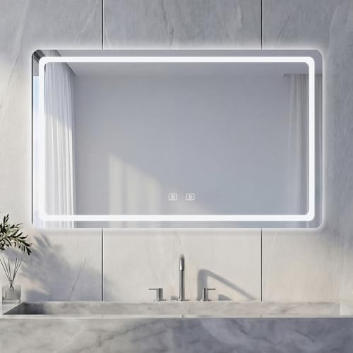 NeoArt Badspiegel mit Beleuchtung 80x60cm Antibeschlag HD Silber-Spiegel | Wandspiegel mit 3 Farben & Dimmbare Helligkeit 10%-100%,Touch-Schalter, IP44&IP65 badezimmerspiegel mit beleuchtung & Memory