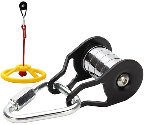 Slack Line Pulley | 5 Rollers 400 Lbs Capacity Playground Equipment - Metal Slack Line Cslider - for Kids Boys Girls Outdoors Garden Park Lawns