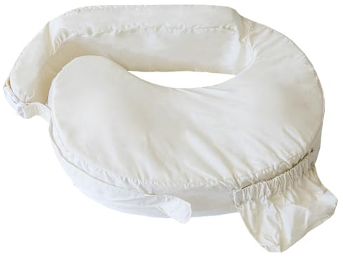 My Brest Friend Deluxe Organic Nursing Pillow 100% Organic Cotton Slipcover Ergonomic Breastfeeding Pillows Supports Both Mom and Baby Breastfeeding Essentials Handy Side Pocket Cream