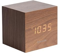 Karlsson Wecker Mini Cube - Holz - 8x8x8cm | Quadrat - skandinavisch - Holzfurnier - Wecker für Schlafzimmer