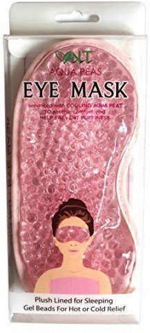 NT Aqua Peas Eye Mask - Reusable Eye Mask - Plush Lined for Sleeping Gel Beads For Hot or Cold Relief (Pink)