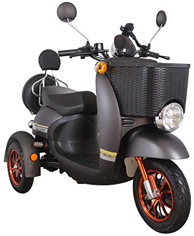 Black 3 Wheeled Retro Style E-Mobility Device with Front Basket 500W 60V20ah GreenPower