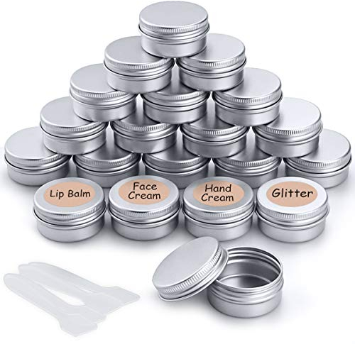 20 Stück Aluminium Leer Döschen Rund Reise Cremedose Tiegel für Creme Lotion Masken Kosmetik Nagelkunst（20ml） (Silber)